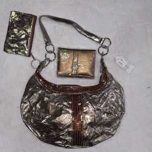 Elegant Metallic Bronze Hobo Inspired Bag Set